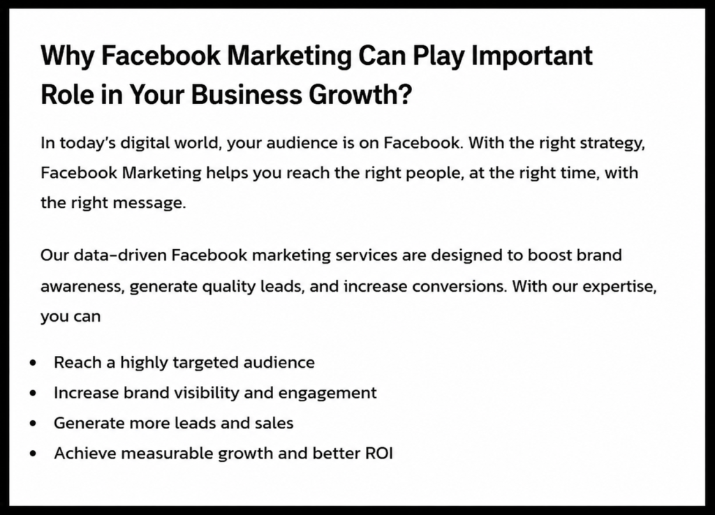 Facebbok Marketing company in USA